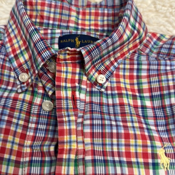 Ralph Lauren Polo Child's BoyLS Shirt Plaid Multi Color Gold Horse size 3T - Picture 7 of 14